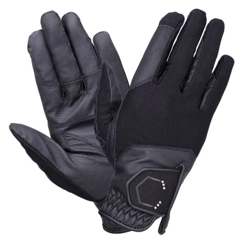 Coldstream Blakelaw Diamante Riding Gloves Black/Silver-1